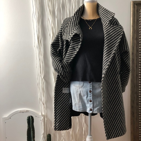 Vintage Jackets & Blazers - VINTAGE/ stripe dolman market coat